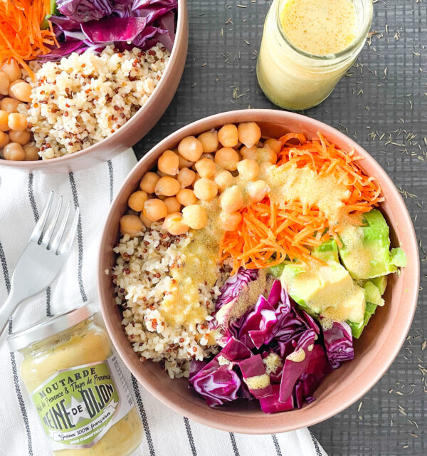 Poké Bowl vegan et sa vinaigrette à la moutarde Miel & Thym de Provence