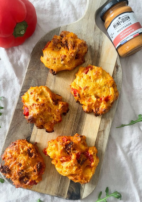 Briochettes poivrons chorizo à la moutarde au piment d'Espelette