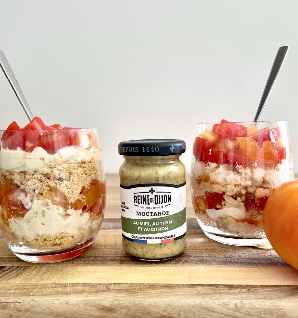 Tiramisu salé aux tomates & moutarde miel, thym & citron
